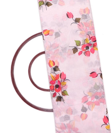 white colour flower print chanderi fabric